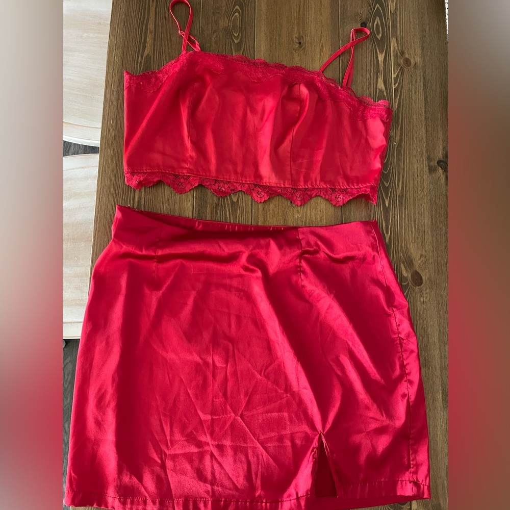 Fashion Nova 2 Piece Satin Set